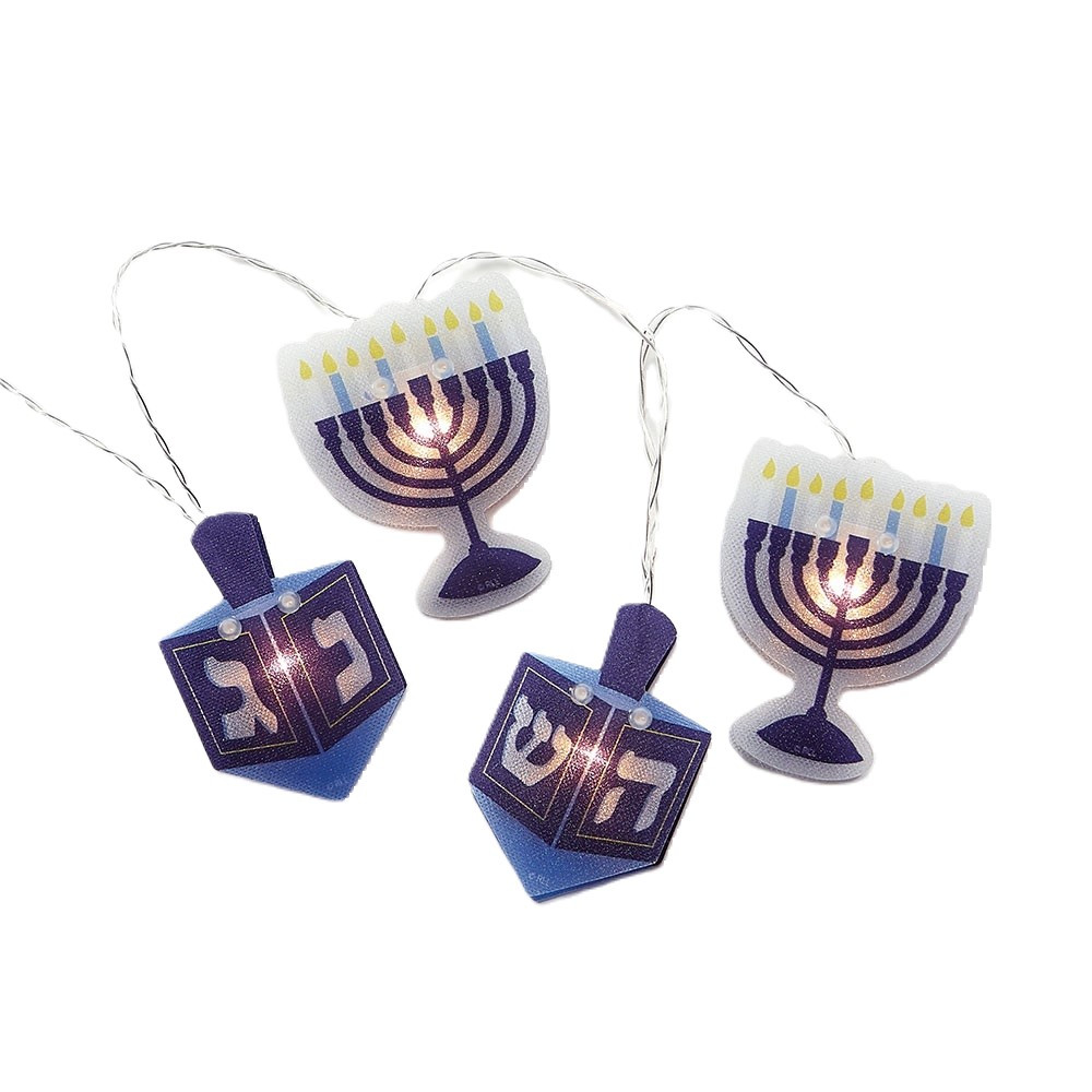 Set Of 10 Blue And White Holographic Hanukkah Lights